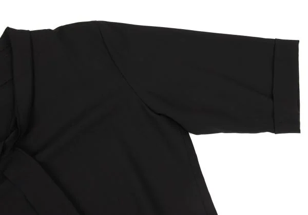 ヨウジヤマモト ファムYohji Yamamoto FEMME ウールギャバストラップデザイン半袖ワンピース 黒S K-154355_007