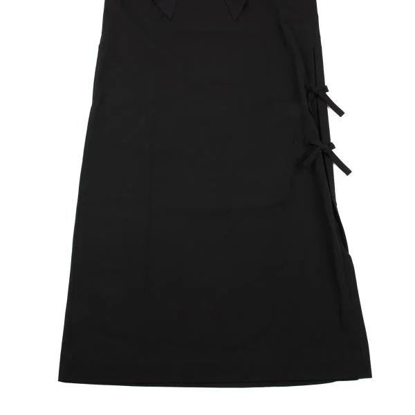ヨウジヤマモト ファムYohji Yamamoto FEMME ウールギャバストラップデザイン半袖ワンピース 黒S K-154355_008
