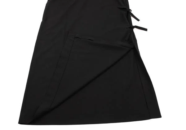 ヨウジヤマモト ファムYohji Yamamoto FEMME ウールギャバストラップデザイン半袖ワンピース 黒S K-154355_010