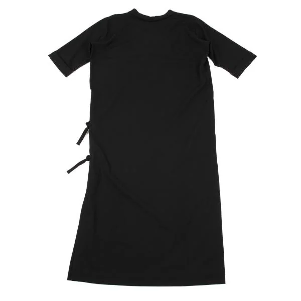 ヨウジヤマモト ファムYohji Yamamoto FEMME ウールギャバストラップデザイン半袖ワンピース 黒S K-154355_011