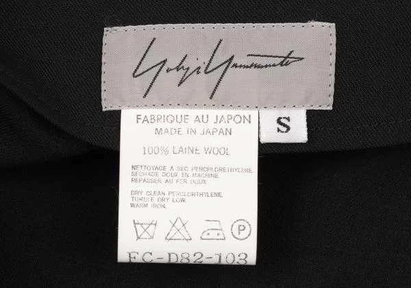 ヨウジヤマモト ファムYohji Yamamoto FEMME ウールギャバストラップデザイン半袖ワンピース 黒S K-154355_013