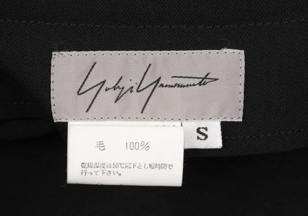 ヨウジヤマモト ファムYohji Yamamoto FEMME ウールギャバストラップデザイン半袖ワンピース 黒S K-154355_014