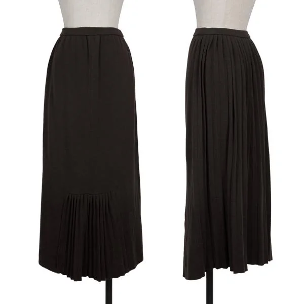 Yohji Yamamoto FEMME Pleats Switching Wool Knit Skirt Brown S K-154359_001