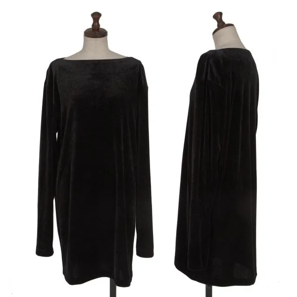 Yohji Yamamoto POUR LA NUIT Velour Boat Neck Tunic Black M K-154365_001