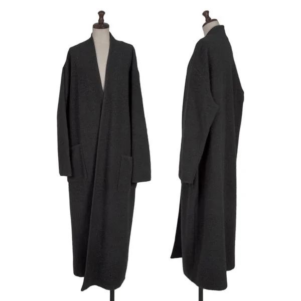Y's for living Angora Blend Wool Herringbone Gown Coat Charcoal L K-154370_001