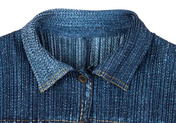 PLEATS PLEASE Denim Transfer Printed Pleats Shirt Jacket K-154378_004