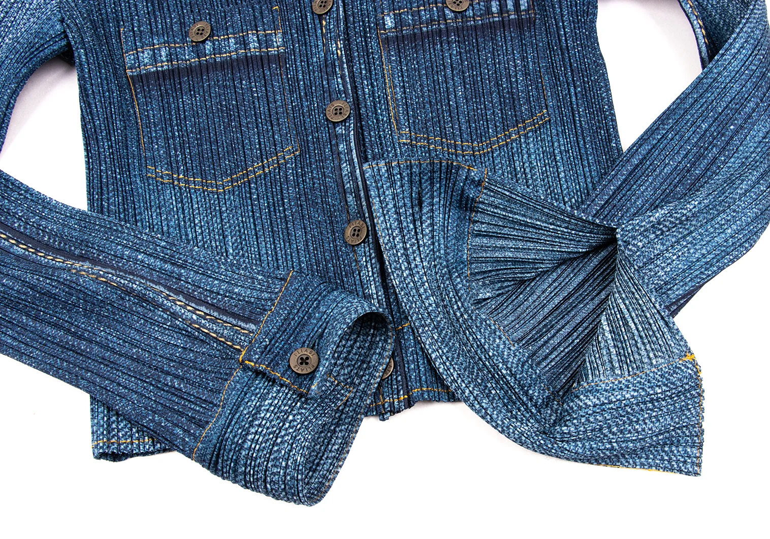 プリーツプリーズPLEATS PLEASE デニム転写プリントプリーツ