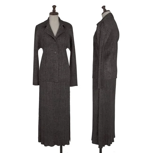 PLEATS PLEASE Python Printed Pleats Jacket & Skirt Grey 4 K-154385_001