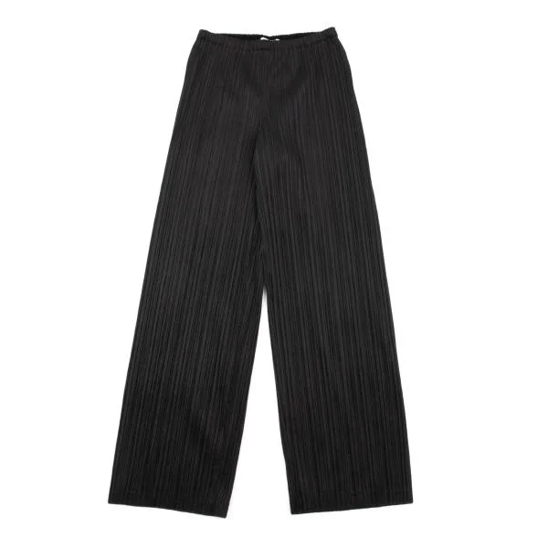 PLEATS PLEASE Velour Pleated Straight Pants Black 3 K-154387_001