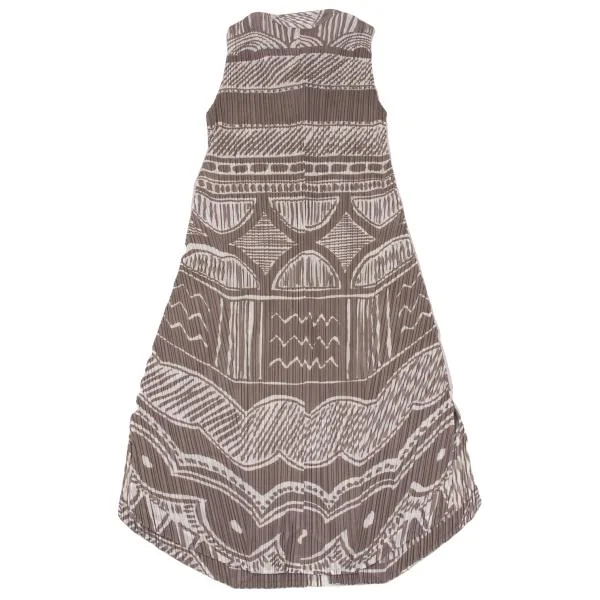 PLEATS PLEASE Graphic Printed Pleats Sleeveless Shirt Dress K-154426_009