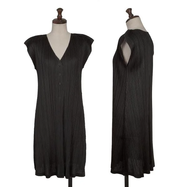 PLEATS PLEASE Pleated Sleeveless Shirt Dress Black 3 K-154427_001