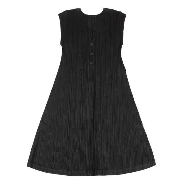 PLEATS PLEASE 黒 ノースリーブ プリーツワンピース 241010