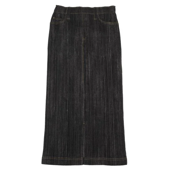 プリーツプリーズPLEATS PLEASE デニム転写プリントプリーツ