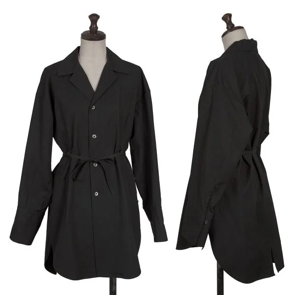 UJOH Belted Open Collar Shirt Black 2 K-154441_001