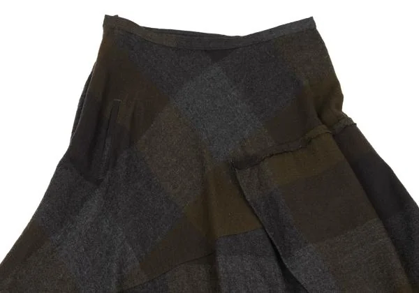 Yohji Yamamoto NOIR Block Check Switching Design Skirt K-154453_003
