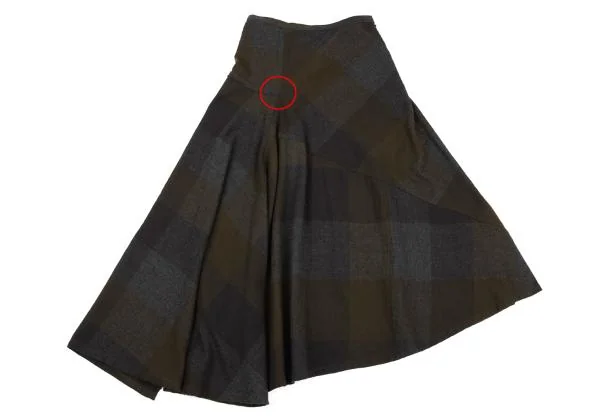 Yohji Yamamoto NOIR Block Check Switching Design Skirt K-154453_010