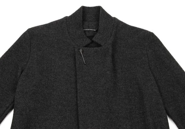 ヨウジヤマモト ノアールYohji Yamamoto NOIR フェルトウールピン留めスタンドカラージャケット チャコール3 K-154456_003