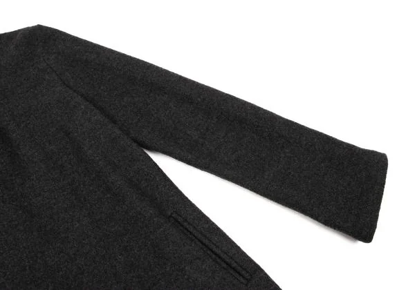 ヨウジヤマモト ノアールYohji Yamamoto NOIR フェルトウールピン留めスタンドカラージャケット チャコール3 K-154456_005