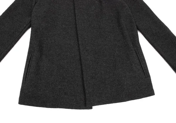 ヨウジヤマモト ノアールYohji Yamamoto NOIR フェルトウールピン留めスタンドカラージャケット チャコール3 K-154456_007