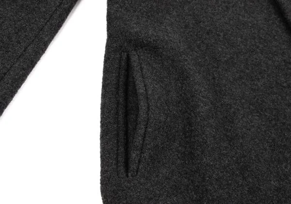 ヨウジヤマモト ノアールYohji Yamamoto NOIR フェルトウールピン留めスタンドカラージャケット チャコール3 K-154456_008
