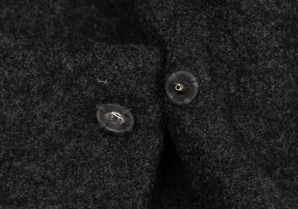 ヨウジヤマモト ノアールYohji Yamamoto NOIR フェルトウールピン留めスタンドカラージャケット チャコール3 K-154456_010