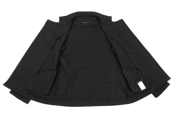 ヨウジヤマモト ノアールYohji Yamamoto NOIR フェルトウールピン留めスタンドカラージャケット チャコール3 K-154456_011