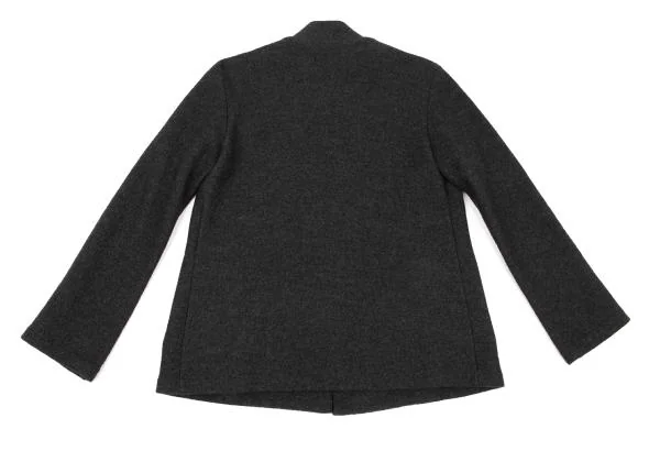 ヨウジヤマモト ノアールYohji Yamamoto NOIR フェルトウールピン留めスタンドカラージャケット チャコール3 K-154456_012
