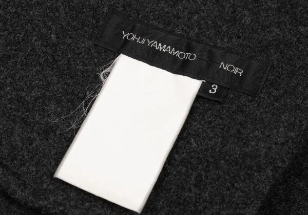 ヨウジヤマモト ノアールYohji Yamamoto NOIR フェルトウールピン留めスタンドカラージャケット チャコール3 K-154456_014