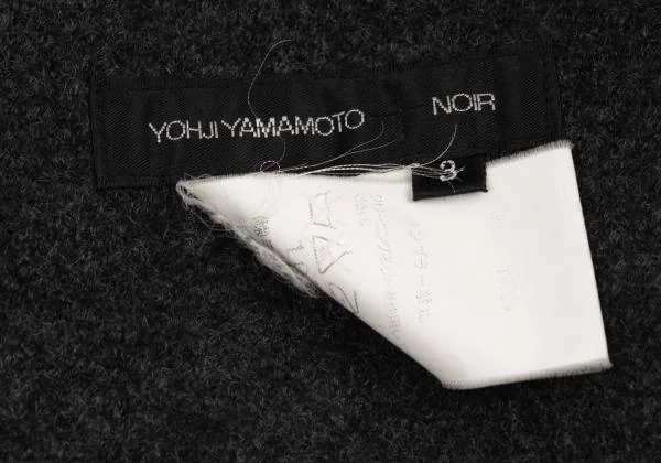 ヨウジヤマモト ノアールYohji Yamamoto NOIR フェルトウールピン留めスタンドカラージャケット チャコール3 K-154456_015