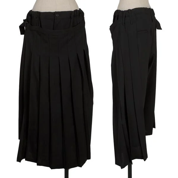 B Yohji Yamamoto Wool Pleated Wrap Pants Black 2 K-154457_001