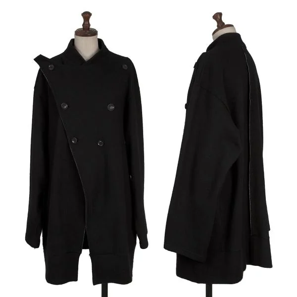 B Yohji Yamamoto Wool Blend Double Knit Jacket Black 2 K-154458_001