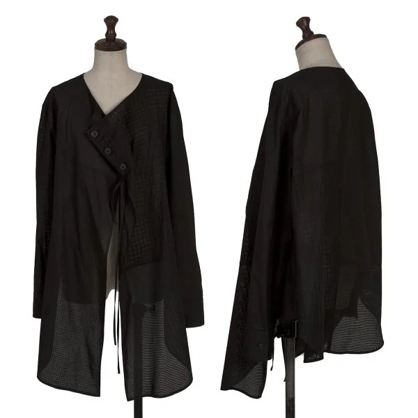 Yohji Yamamoto FEMME Cotton Switching Design Blouse White,Black 1 K-154459_001