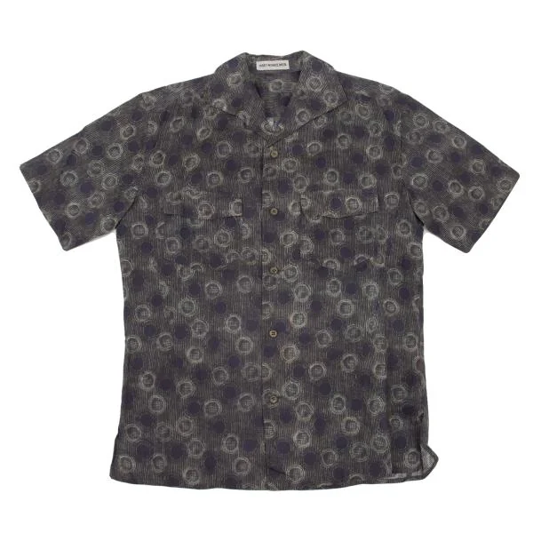 ISSEY MIYAKE MEN Striped Dot Print Short Sleeve Shirt Purple M K-154479_001
