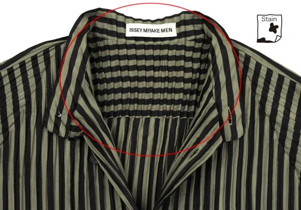 ISSEY MIYAKE MEN Pleated Stripe Band Collar Shirt K-154483_004