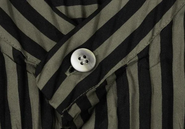 ISSEY MIYAKE MEN Pleated Stripe Band Collar Shirt K-154483_005