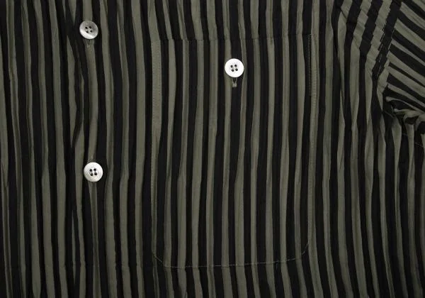 ISSEY MIYAKE MEN Pleated Stripe Band Collar Shirt K-154483_006