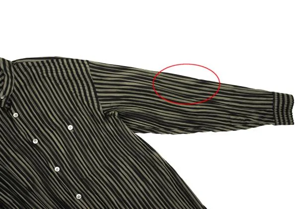ISSEY MIYAKE MEN Pleated Stripe Band Collar Shirt K-154483_007