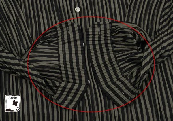 ISSEY MIYAKE MEN Pleated Stripe Band Collar Shirt K-154483_010