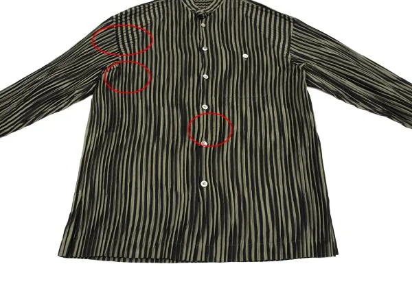 ISSEY MIYAKE MEN Pleated Stripe Band Collar Shirt K-154483_011