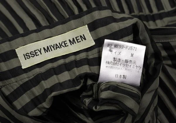 ISSEY MIYAKE MEN Pleated Stripe Band Collar Shirt K-154483_019
