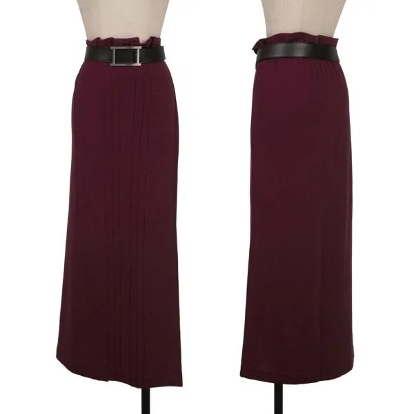 COMME des GARCONS Wool Stretch Pin Tuck Skirt Bordeaux S-M K-154516_001
