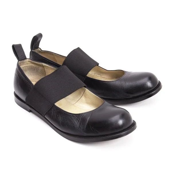 コムデギャルソンCOMME des GARCONS ゴムストラップレザーシューズ 黒23 K-154564_001