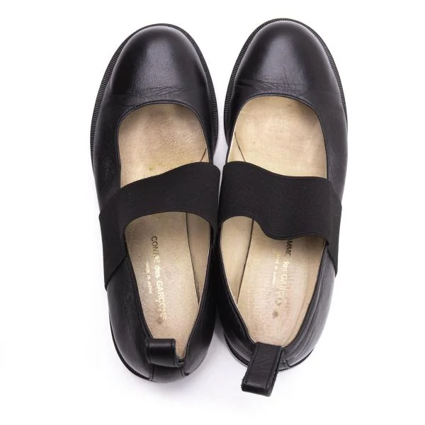 コムデギャルソンCOMME des GARCONS ゴムストラップレザーシューズ 黒23 K-154564_007