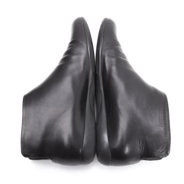 ヨウジヤマモト ファム×フェラガモ Salvatore Ferragamo for Yohji Yamamoto LUEUR レザーショートブーツ 黒6 1/2(24cm位) K-154571_009