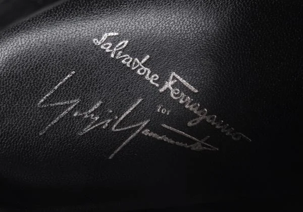 ヨウジヤマモト ファム×フェラガモ Salvatore Ferragamo for Yohji Yamamoto LUEUR レザーショートブーツ 黒6 1/2(24cm位) K-154571_016