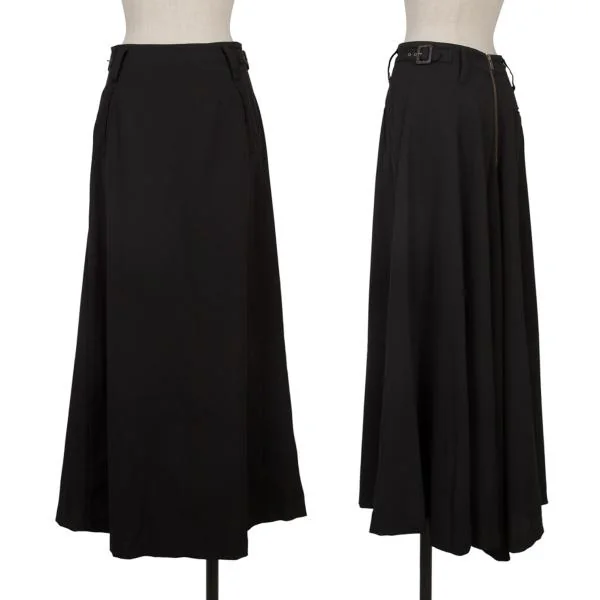 Jean Paul GAULTIER CLASSIQUE Wool Gaba Back Zip Design Skirt Black 40 K-154624_001