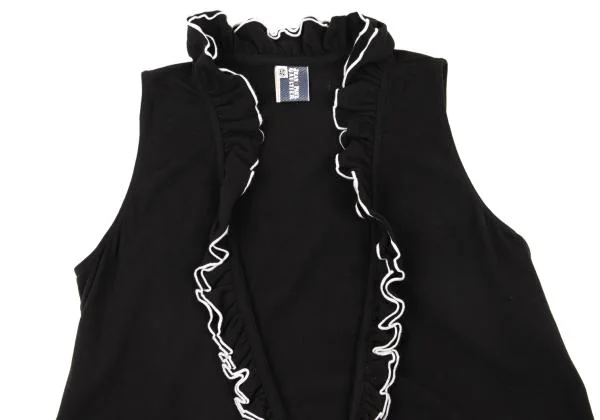 ジーンズポールゴルチエJean's Paul GAULTIER ストリングデザインフリルストレッチノースリーブトップス 黒40 【レディース】 ジーンズポールゴルチエJean's Paul GAULTIER ストリング