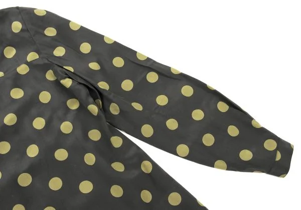 ジョルジオ アルマーニGIORGIO ARMANI シルクドットプリントカシュクールネックシャツ グレーマスタード38 K-154629_005