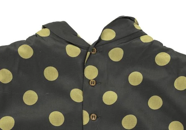 ジョルジオ アルマーニGIORGIO ARMANI シルクドットプリントカシュクールネックシャツ グレーマスタード38 K-154629_013