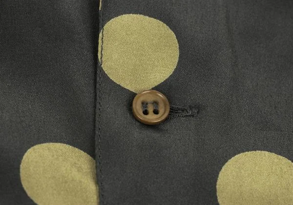 ジョルジオ アルマーニGIORGIO ARMANI シルクドットプリントカシュクールネックシャツ グレーマスタード38 K-154629_014